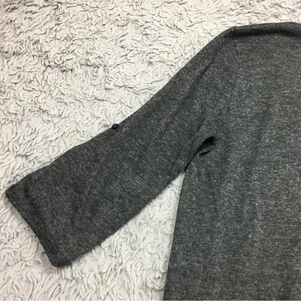 Anthropologie Pleione  Contrast Trim Chiffon Top High Low Chest Pocket Gray XL - Picture 9 of 16